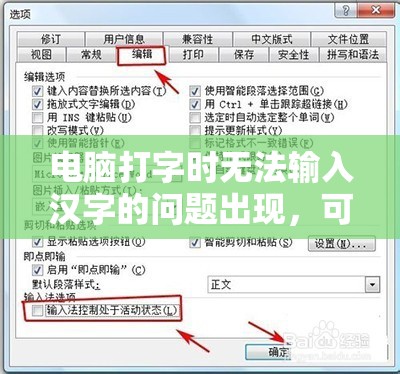 电脑打字时无法输入汉字的问题出现，可能的原因和解决方案是什么？