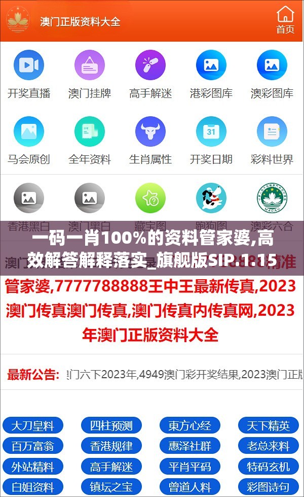 一码一肖100%的资料管家婆,高效解答解释落实_旗舰版SIP.1.159