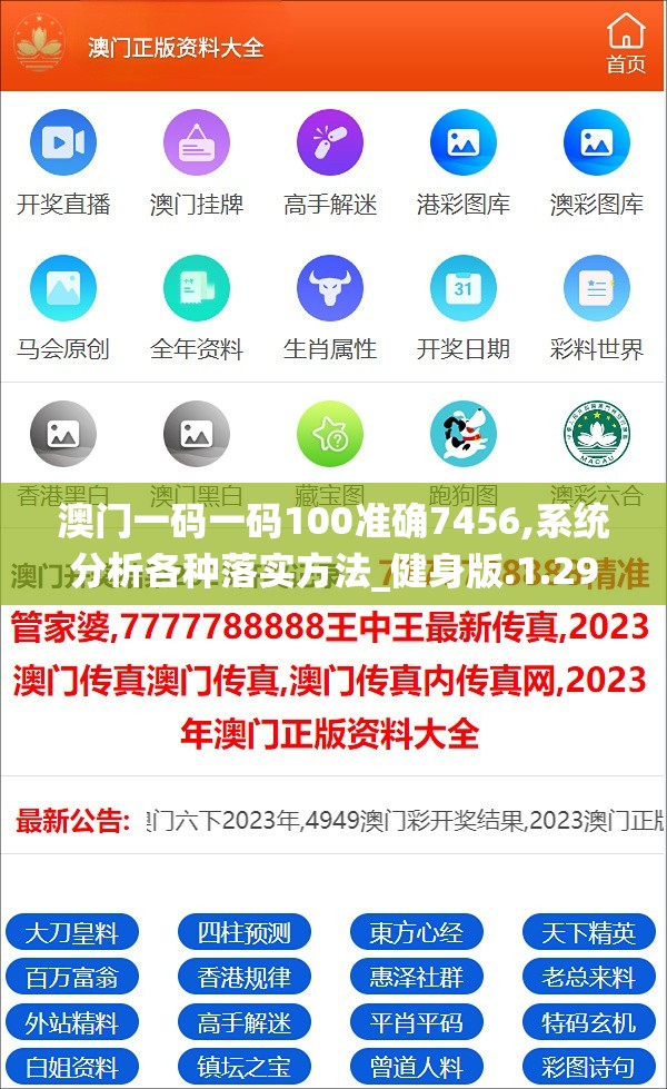 澳门一码一码100准确7456,系统分析各种落实方法_健身版.1.29