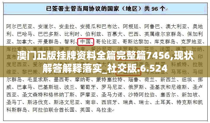 澳门正版挂牌资料全篇完整篇7456,现状解答解释落实_社交版.6.524