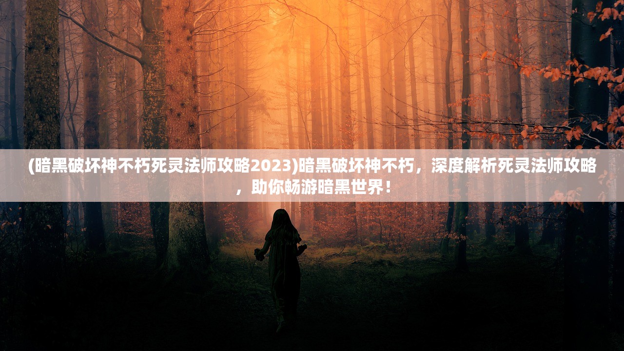 (暗黑破坏神不朽死灵法师攻略2023)暗黑破坏神不朽，深度解析死灵法师攻略，助你畅游暗黑世界！